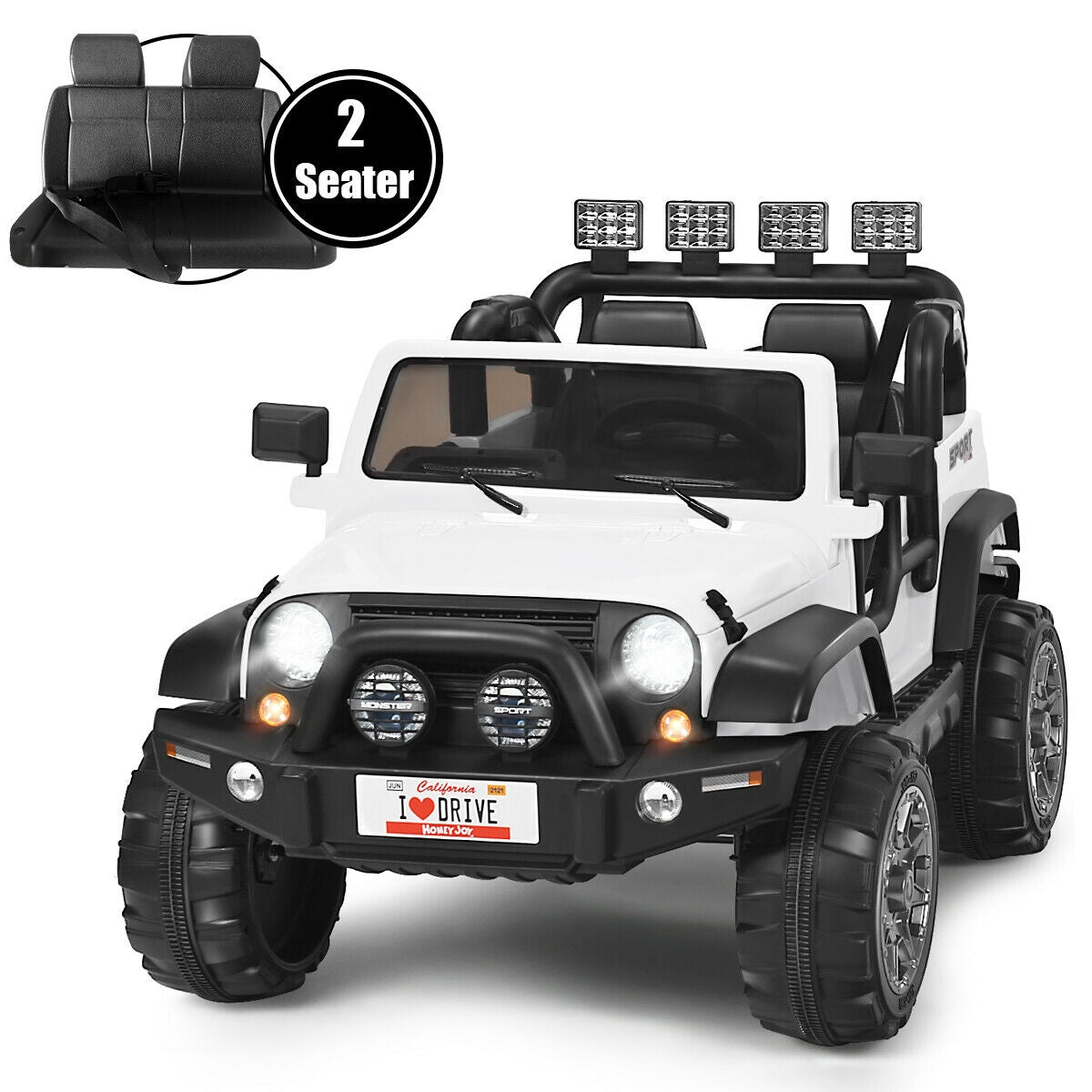 12V 2-Seater Ride on Car Truck with Remote Control and Storage Room