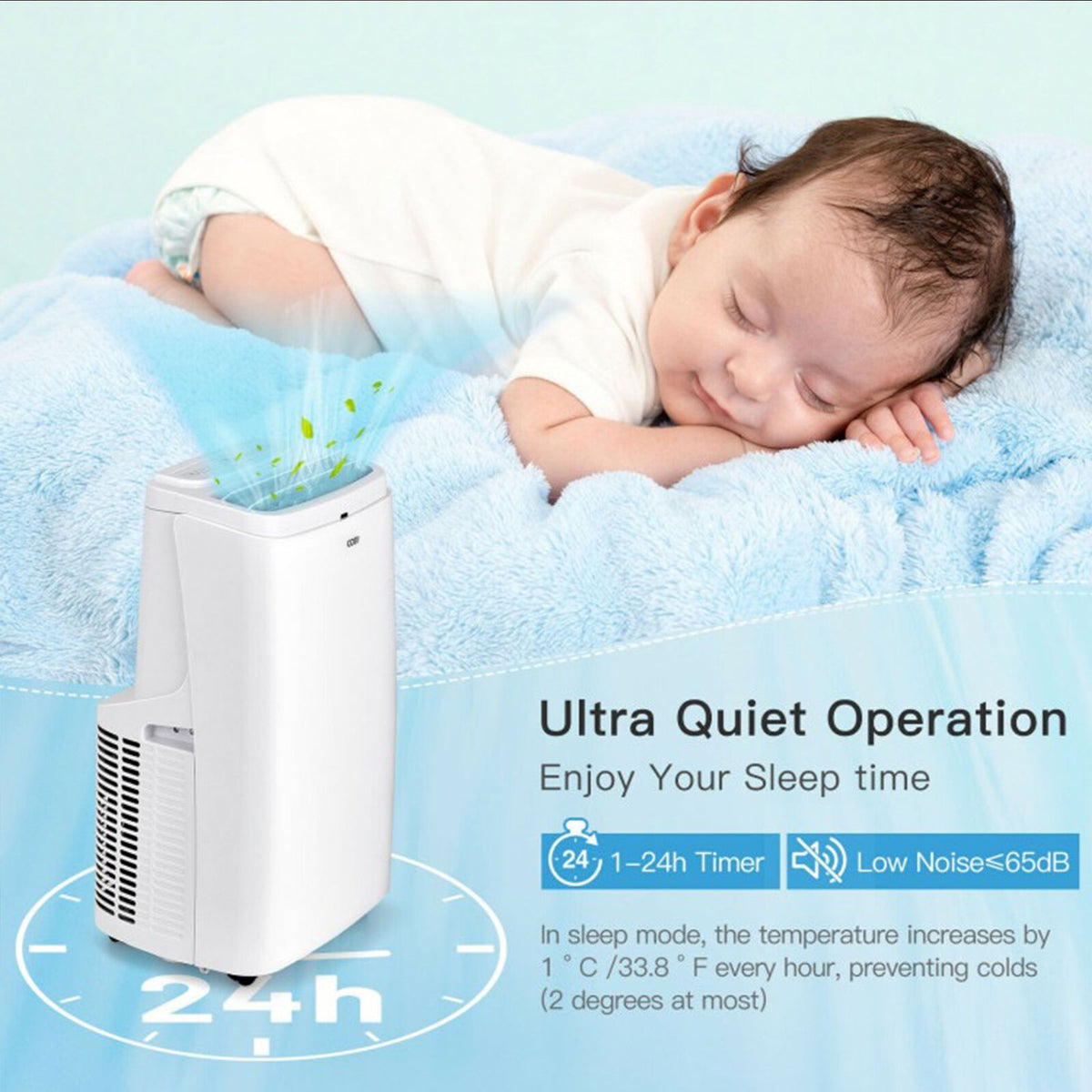 9,000 BTU ASHRAE 3-in-1 Portable Air Conditioner with Remote Control & Dehumidifier