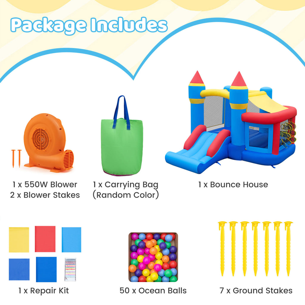 Kids Inflatable Bounce House with Slide & Ball Pit