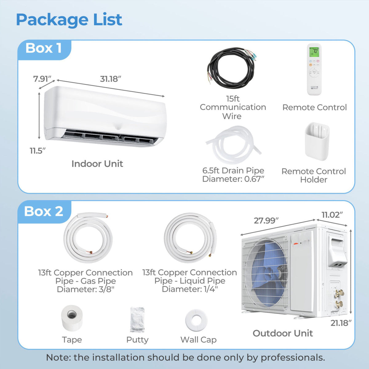 9100 BTU Mini Split AC with Heat Pump 19 SEER2