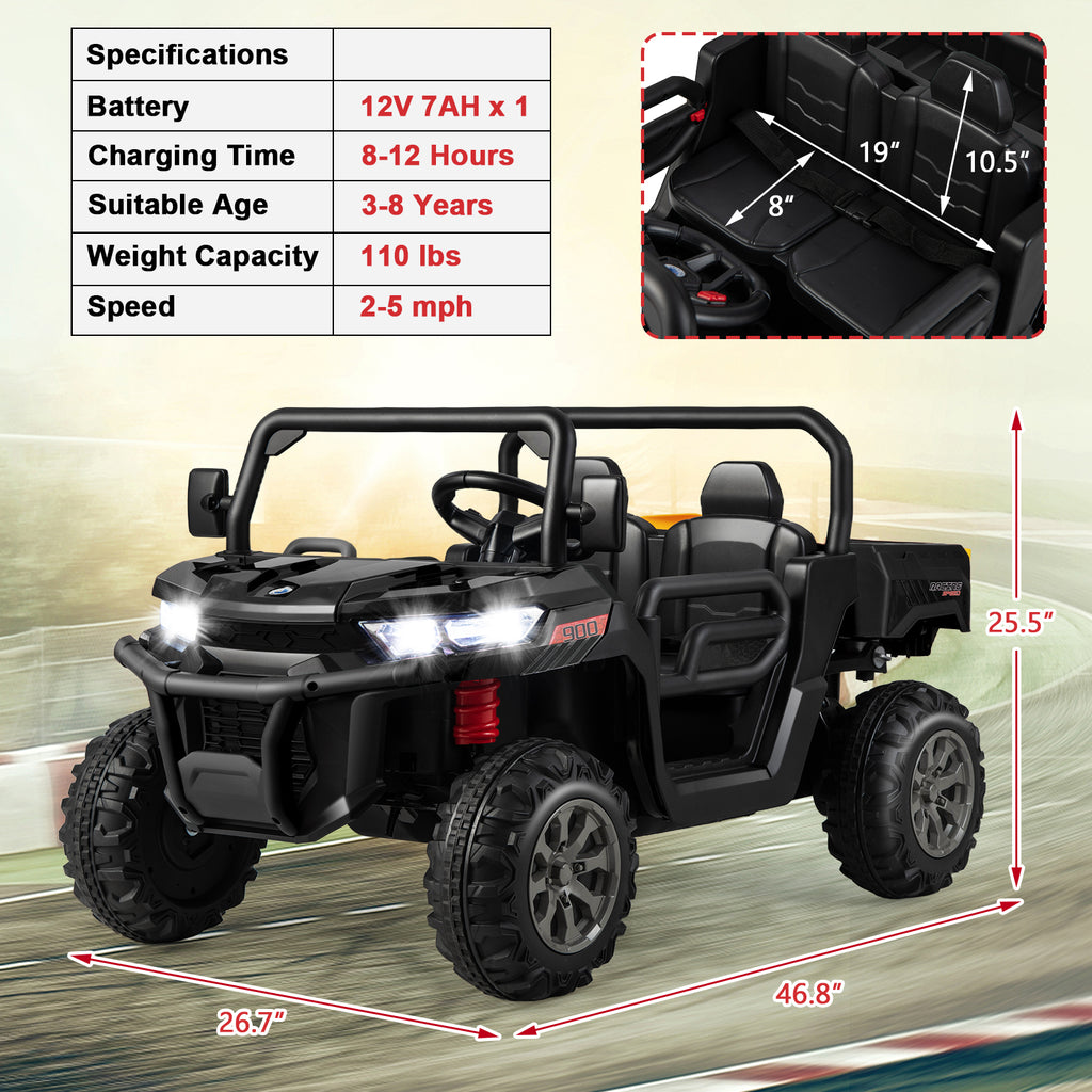 12V 2-Seater Kids Ride On Dump Truck with Dump Bed and Shovel