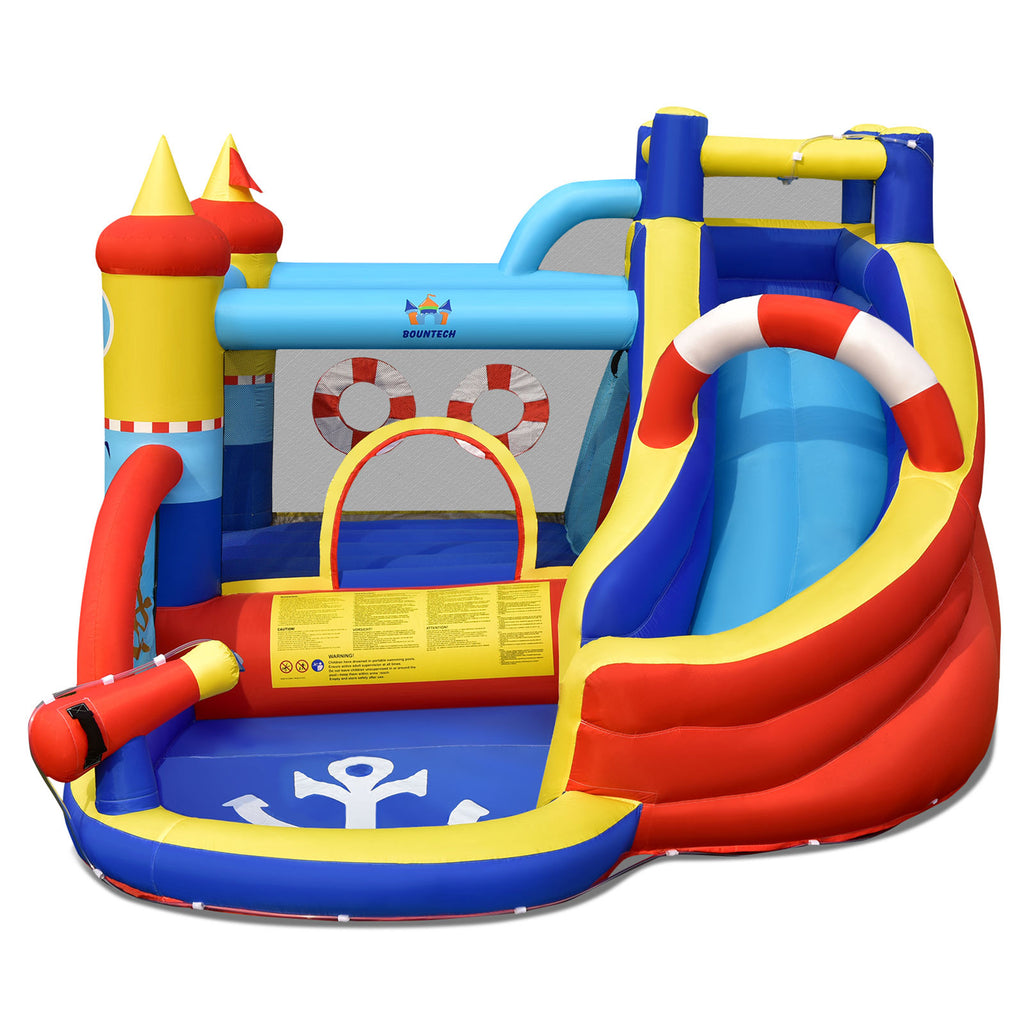 Kids Nautical Water Bounce House with Slide & Splash Pool