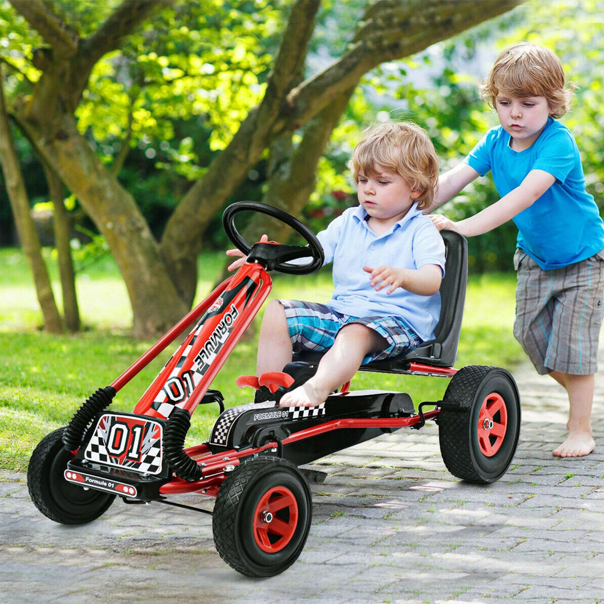 Kids Pedal Go-Kart with Adjustable Seat | 4 Wheel Ride On