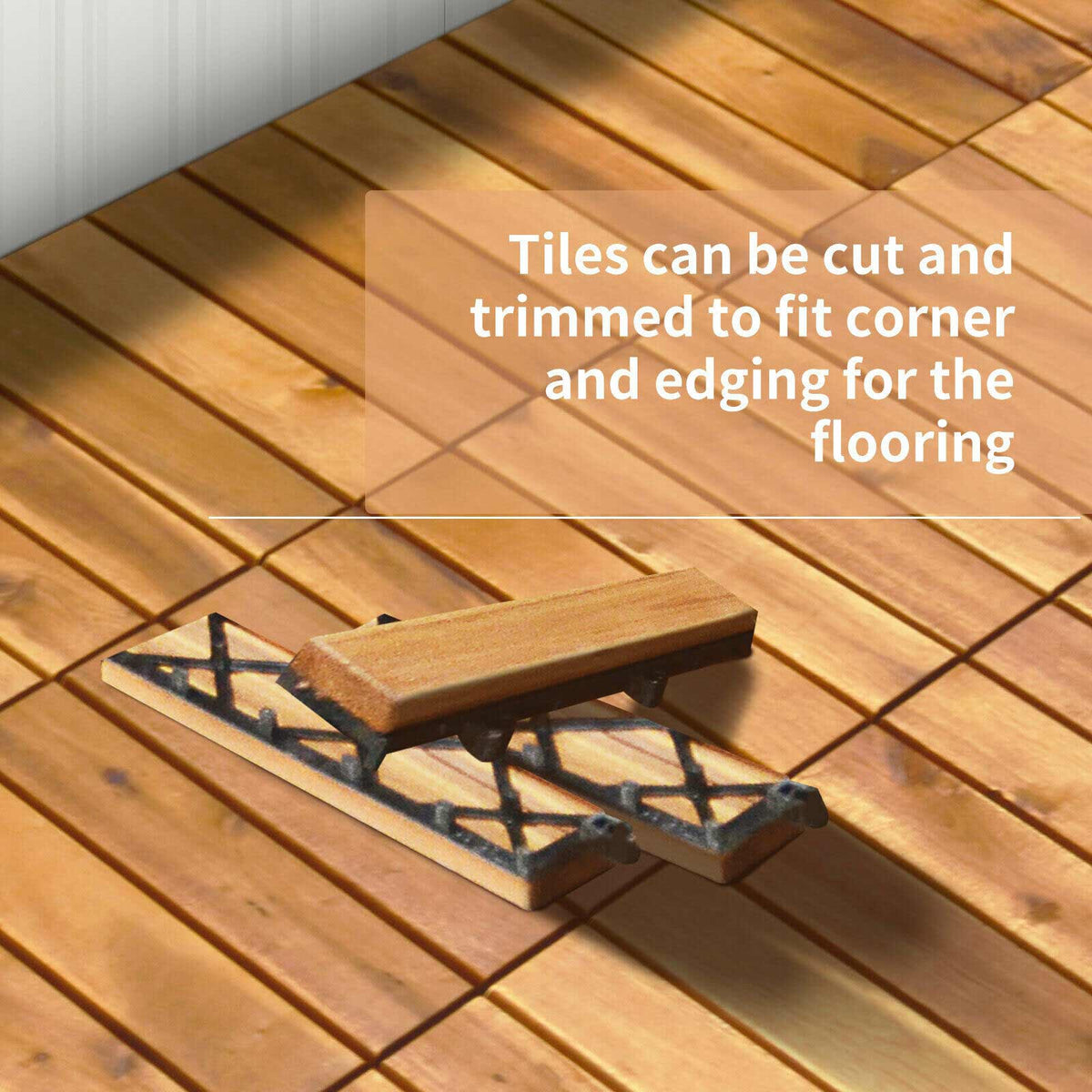 27-Piece 12×12in Acacia Wood Interlocking Deck Tiles