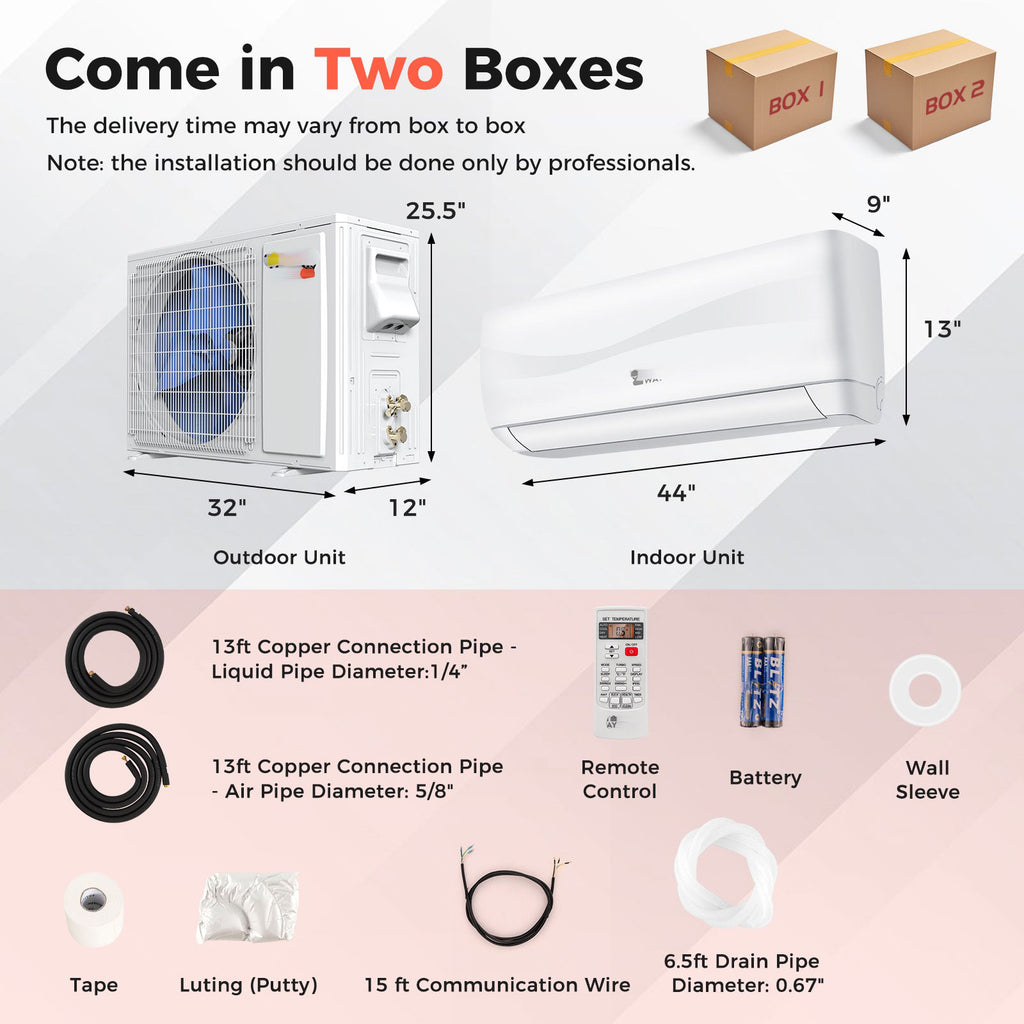 24000 BTU Ductless Mini Split AC with Heat Pump 18.5 SEER2