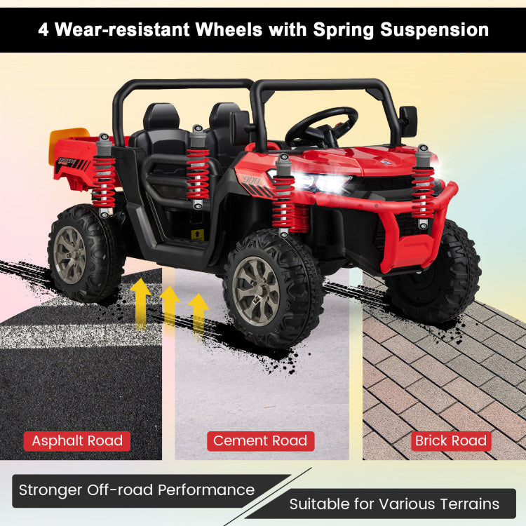 12V 2-Seater Kids Ride On Dump Truck with Dump Bed and Shovel