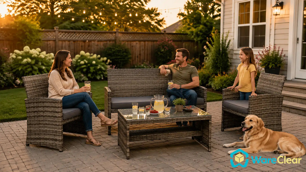 4-Piece Wicker Patio Furniture Set with Coffee Table - Clearance