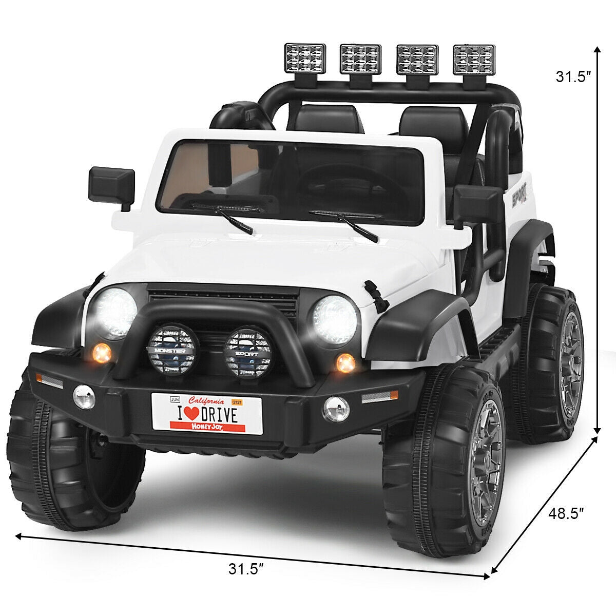 12V 2-Seater Ride on Car Truck with Remote Control and Storage Room