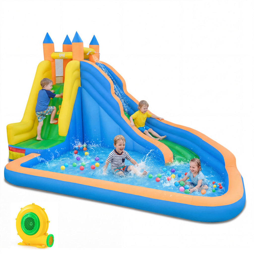 Kids Inflatable Water Slide with Climbing Wall & Splash Pool