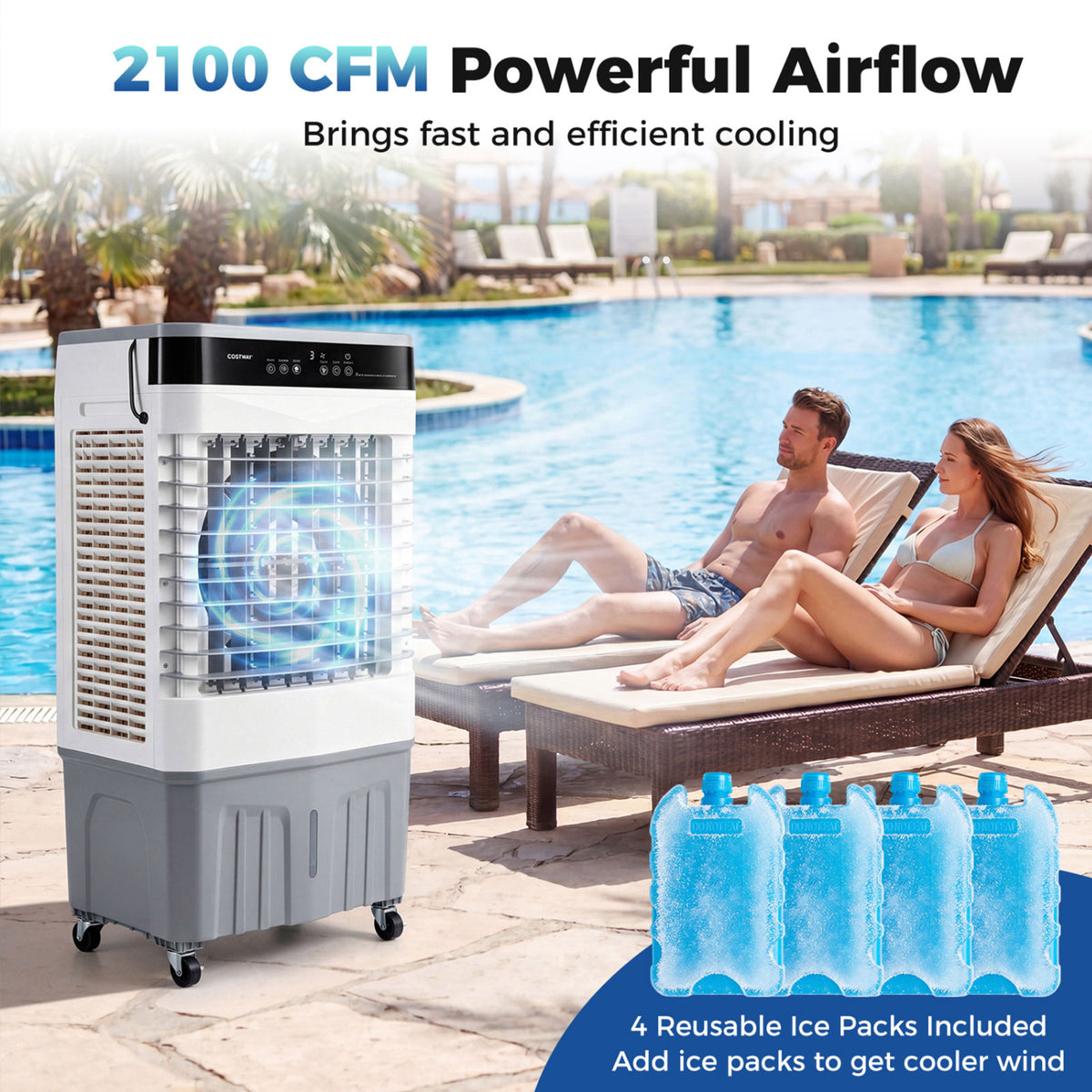 2100 CFM Portable Evaporative Air Cooler with Remote