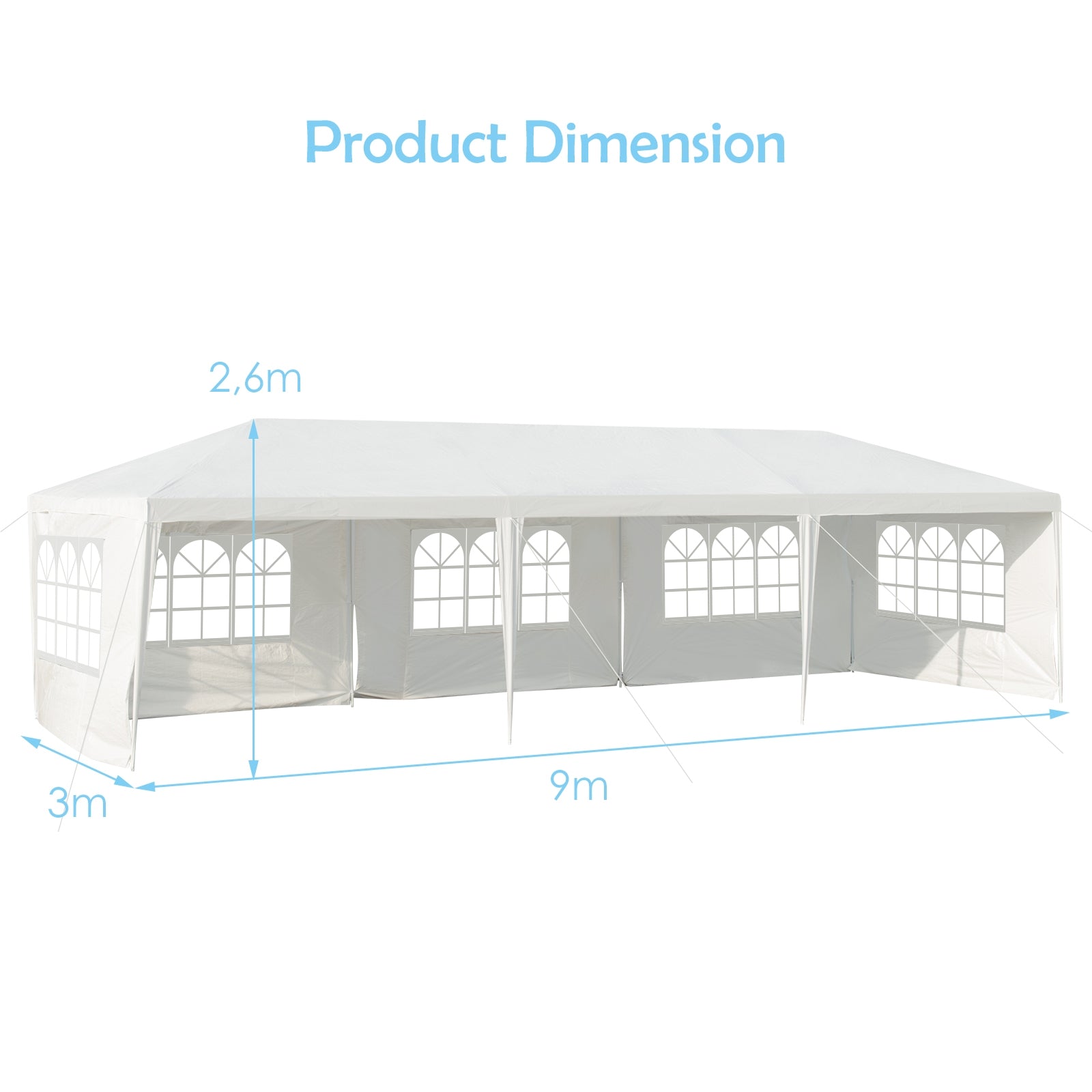 10 x 30 Feet Canopy Tent with 5 Removable Sidewalls for Party Wedding