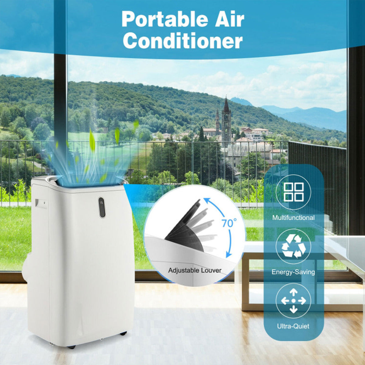 12,000 BTU Portable Air Conditioner with Heat & WiFi