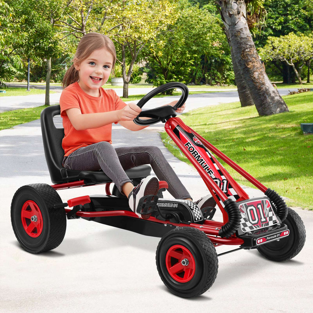 Kids Pedal Go-Kart with Adjustable Seat | 4 Wheel Ride On