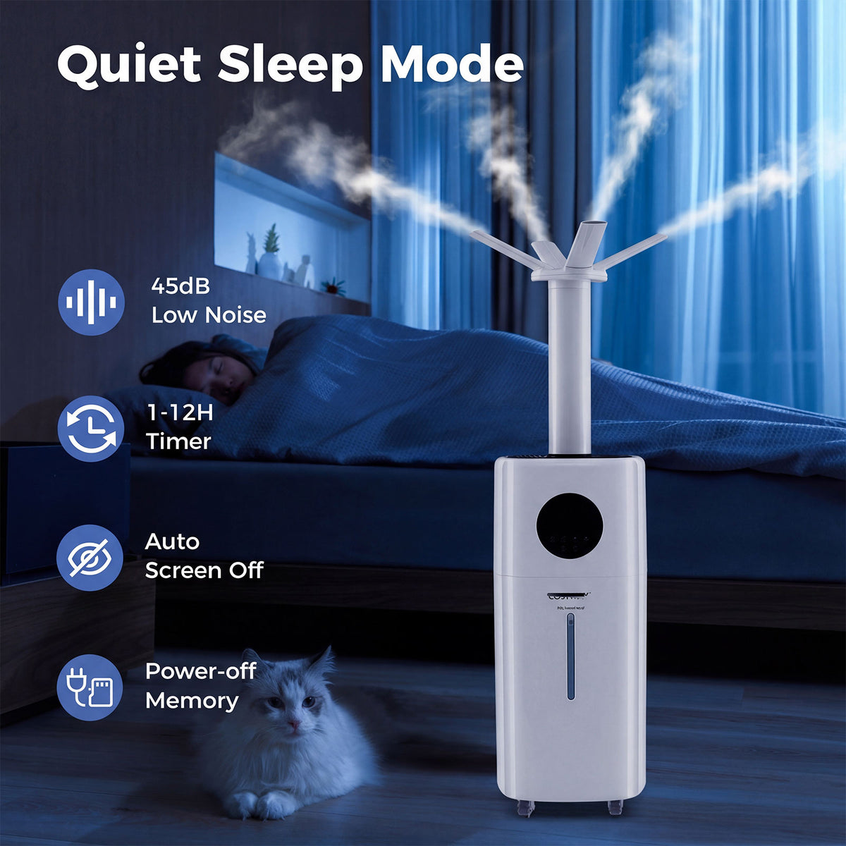 5.5 Gallon Large Room Humidifier with Remote Control & 360° Mist