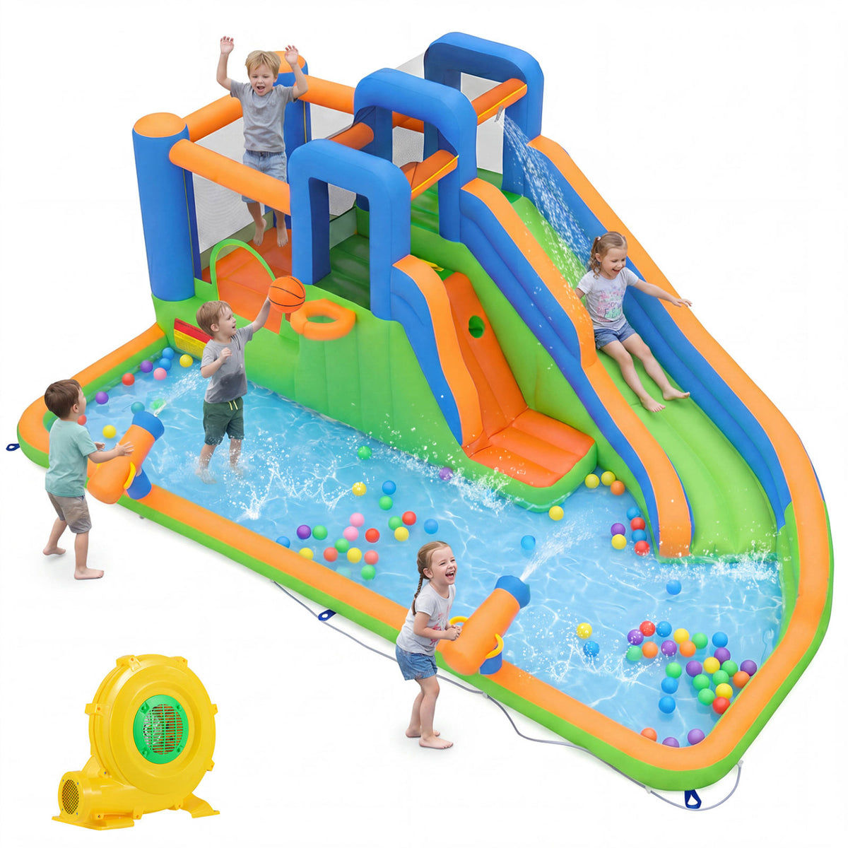 Kids Inflatable Water Slide Park with Splash Pool