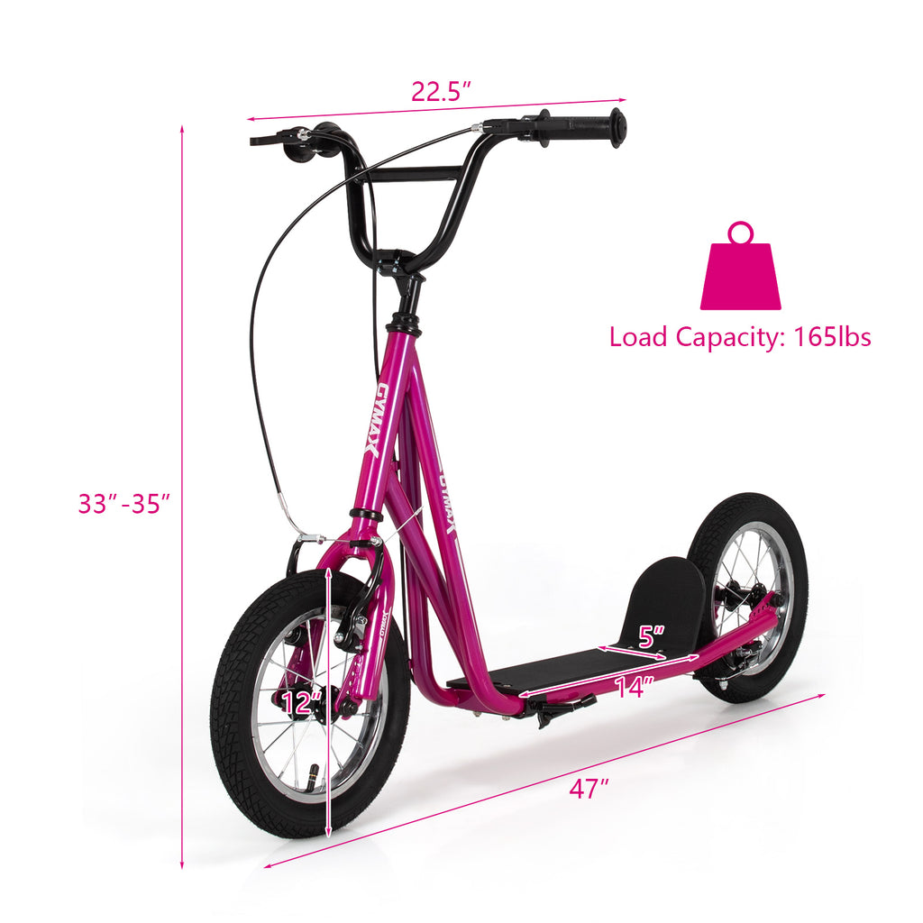 Height Adjustable Kid Kick Scooter with 12 Inch Air Filled Wheel