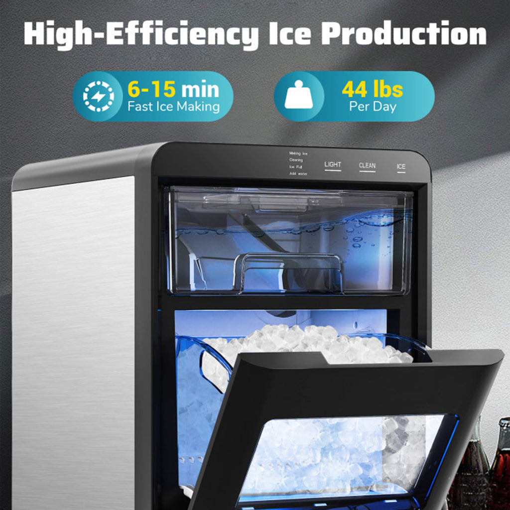 44 lbs/Day Countertop Nugget Ice Maker Soft Chewable Pellet Ice