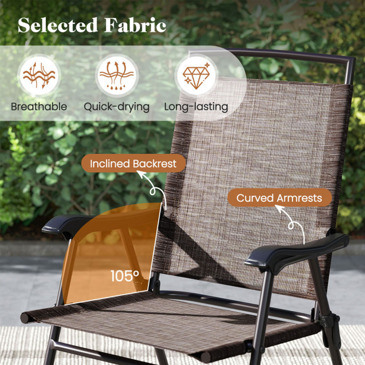 3-Piece Folding Metal Patio Bistro Set with Glass Table