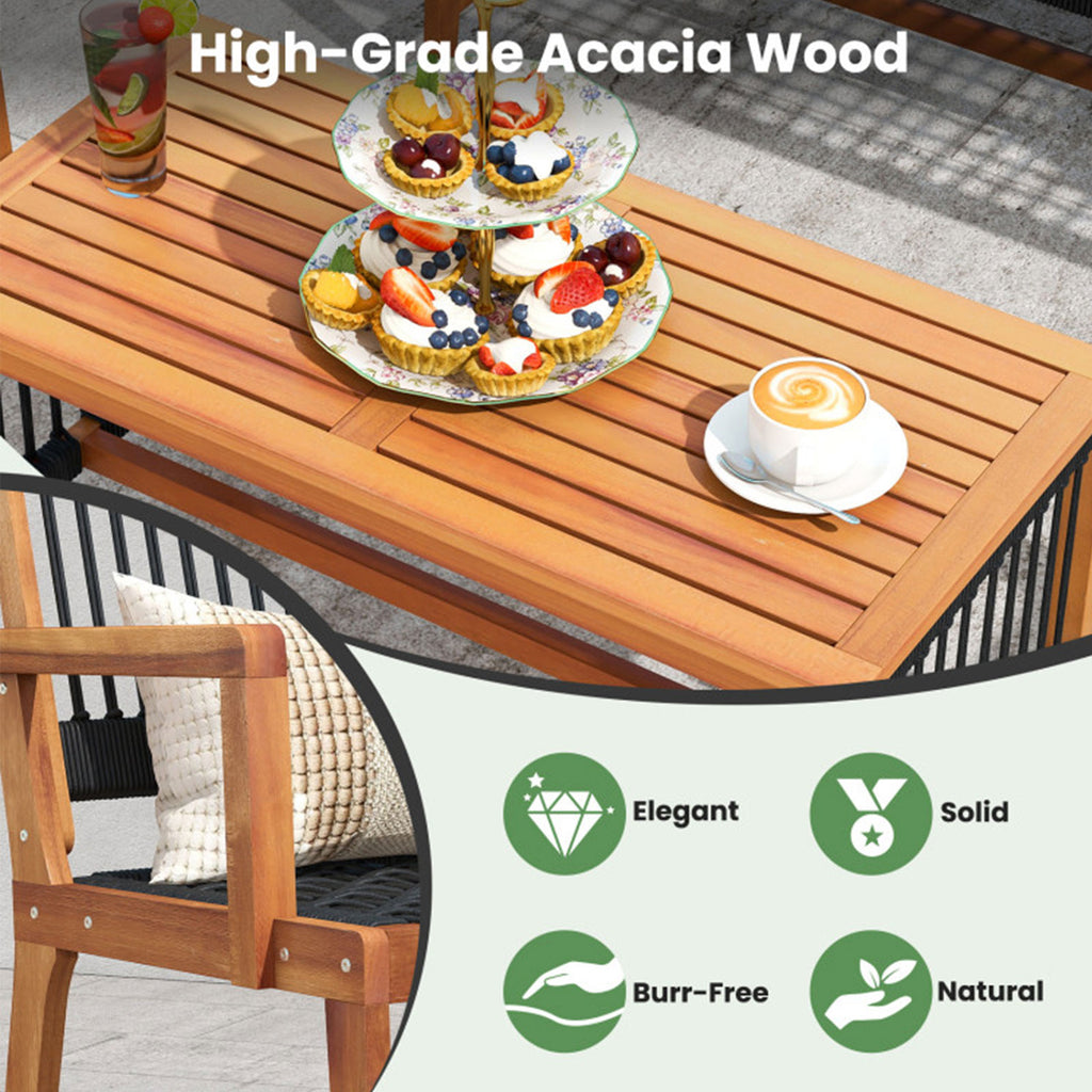 4-Piece Acacia Wood Patio Conversation Set with Coffee Table