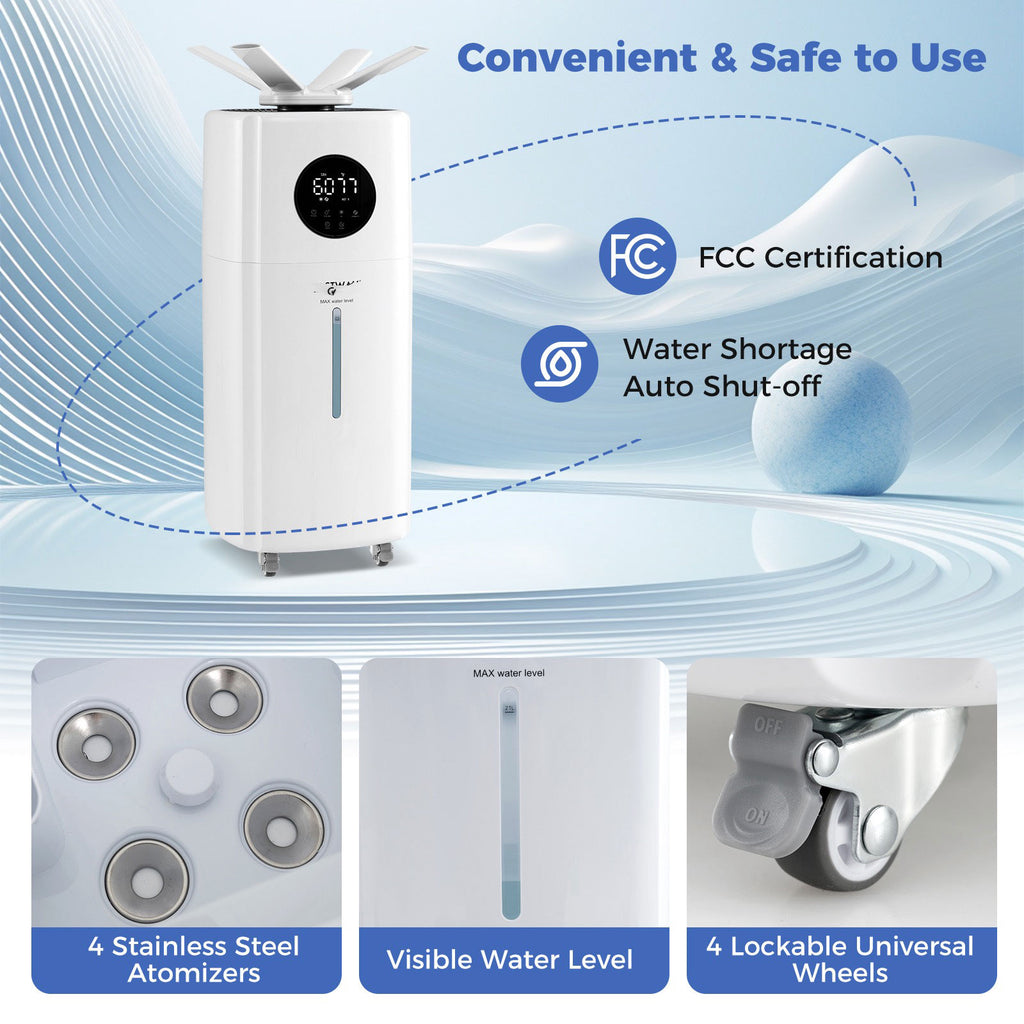 5.5 Gallon Large Room Humidifier with Remote Control & 360° Mist