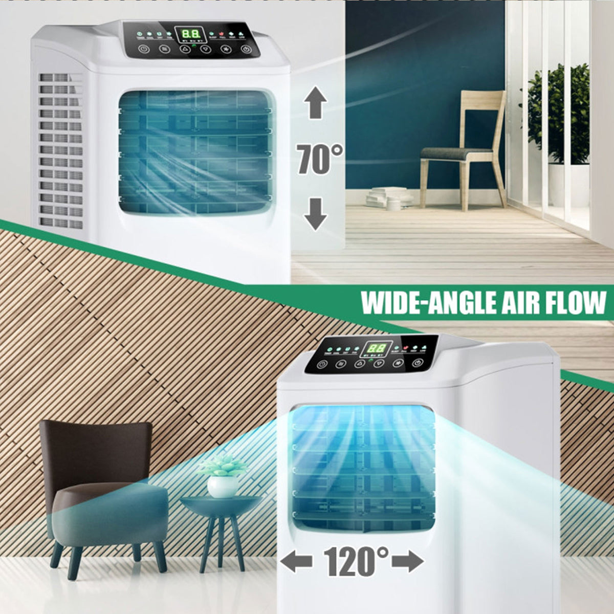 9,000 BTU 3-in-1 Portable Air Conditioner with Remote Control & Dehumidifier