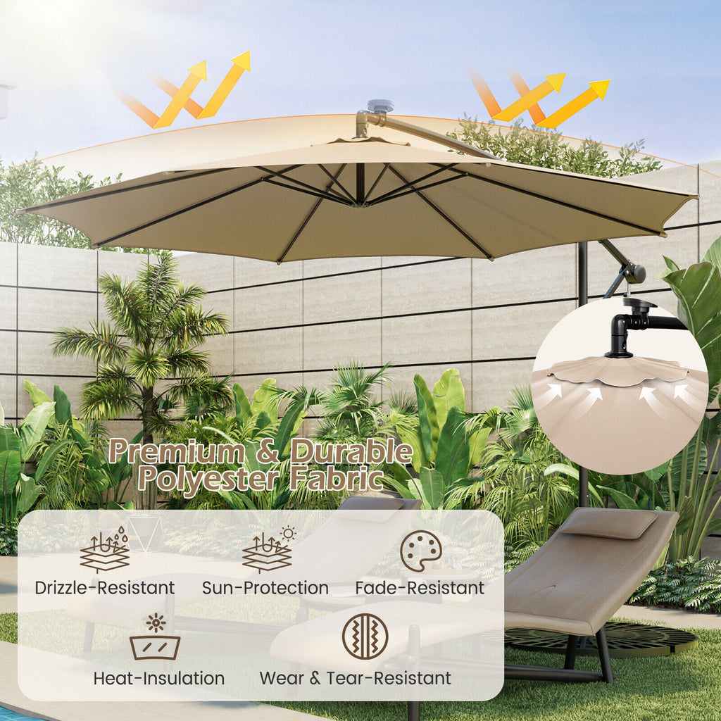 10 Feet Patio Umbrella with 112 Solar-Powered LED Lights