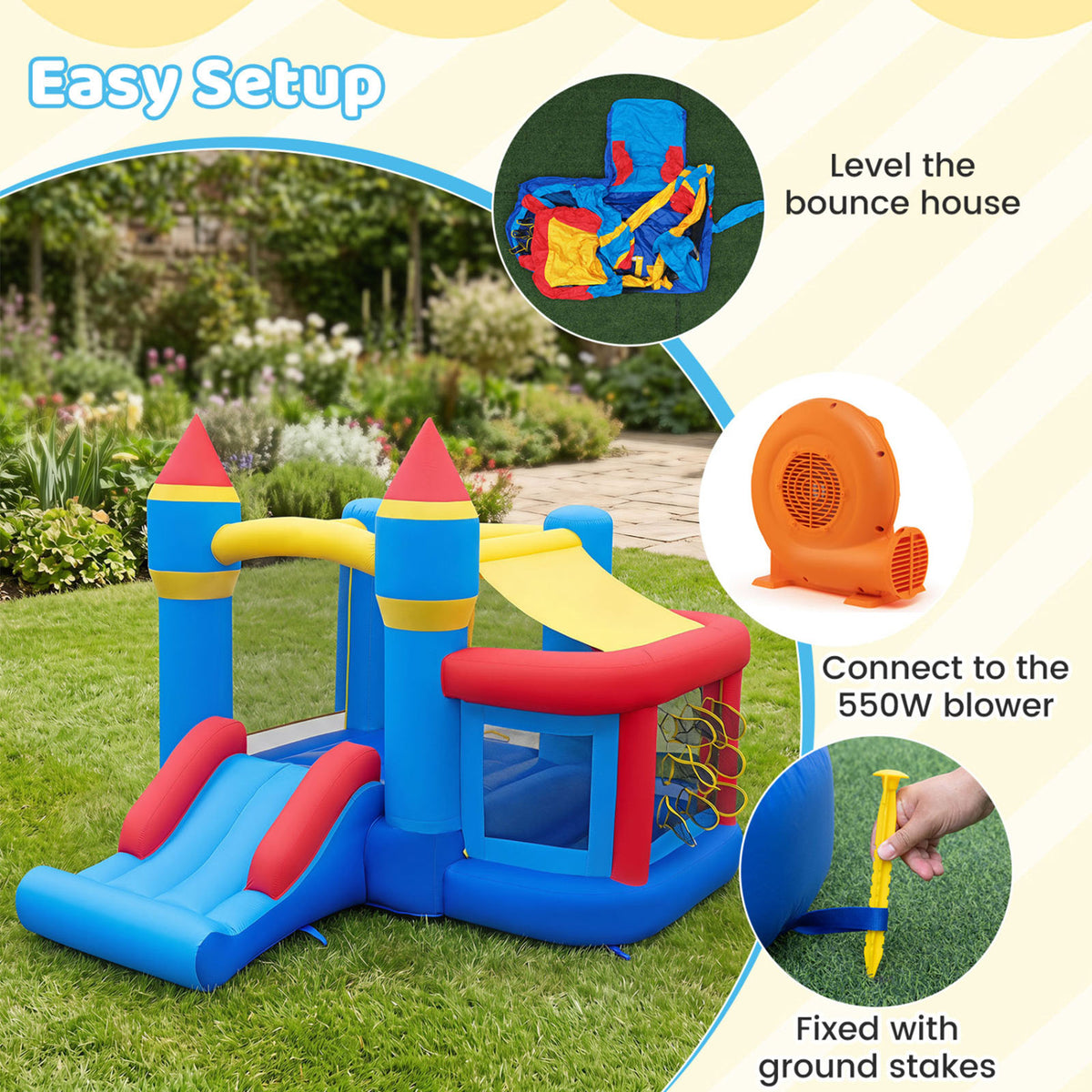 Kids Inflatable Bounce House with Slide & Ball Pit