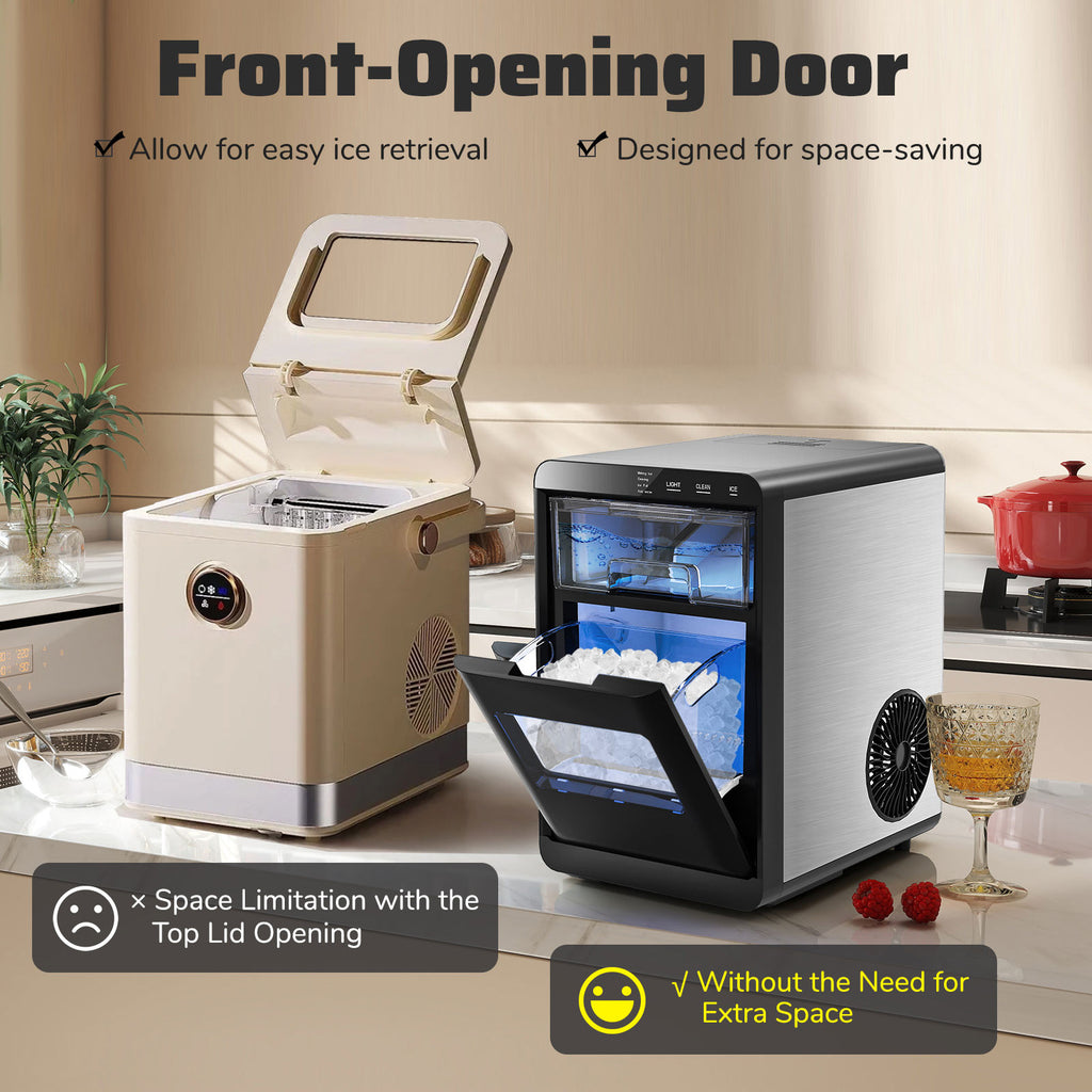 44 lbs/Day Countertop Nugget Ice Maker Soft Chewable Pellet Ice
