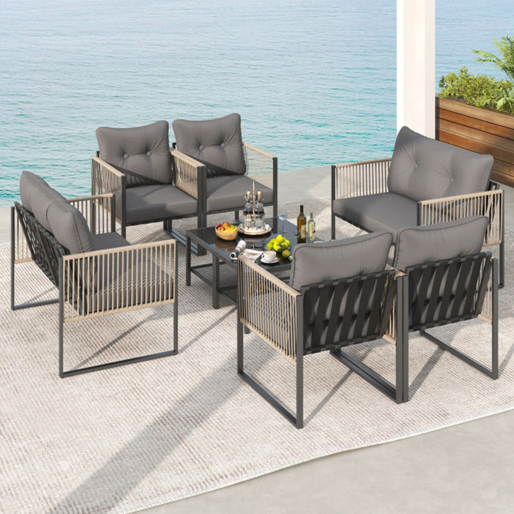 4-Piece PE Wicker Patio Conversation Set with Coffee Table