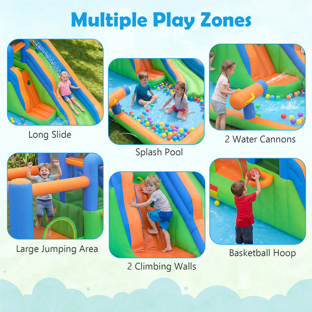 Inflatable Water Slide Park with with 780W Blower and Splash Pool for Yard Party