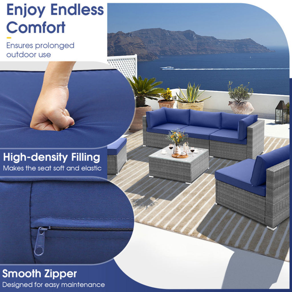 6-Piece Wicker Patio Sofa Set with Coffee Table - Clearance