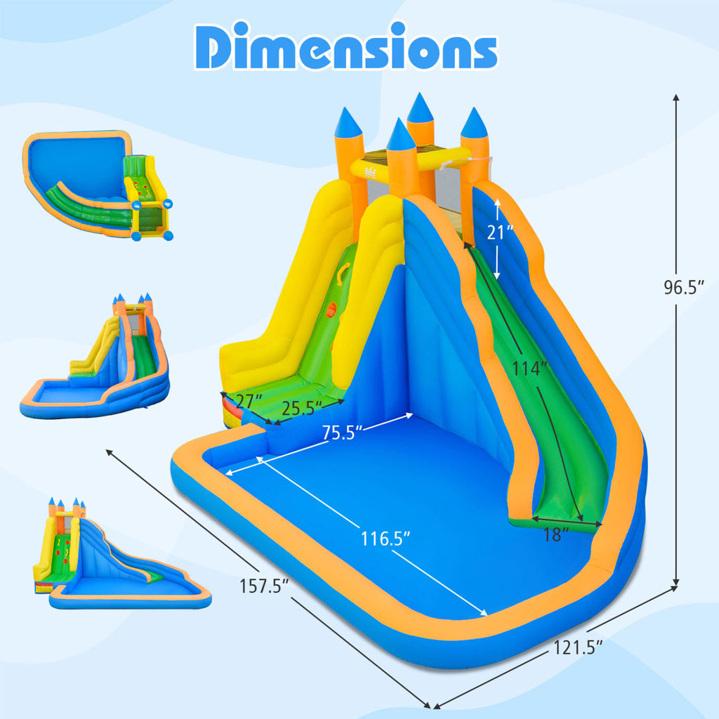 Kids Inflatable Water Slide with Climbing Wall & Splash Pool