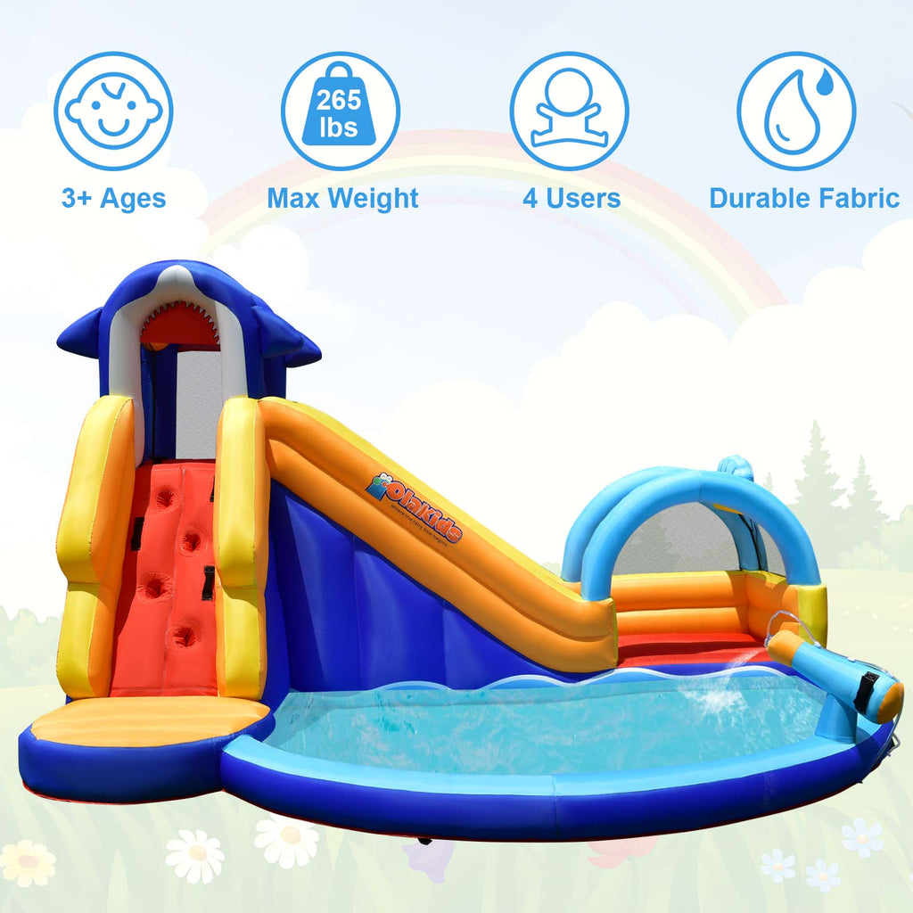 Kids Inflatable Water Bounce House with Slide & Splash Pool