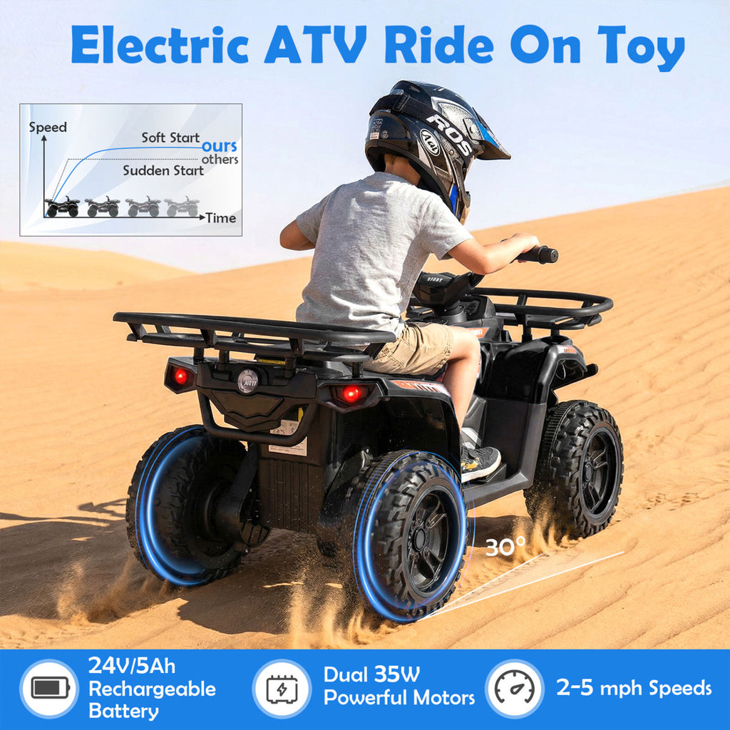 24V Kids Electric Ride-On ATV with LED Headlights