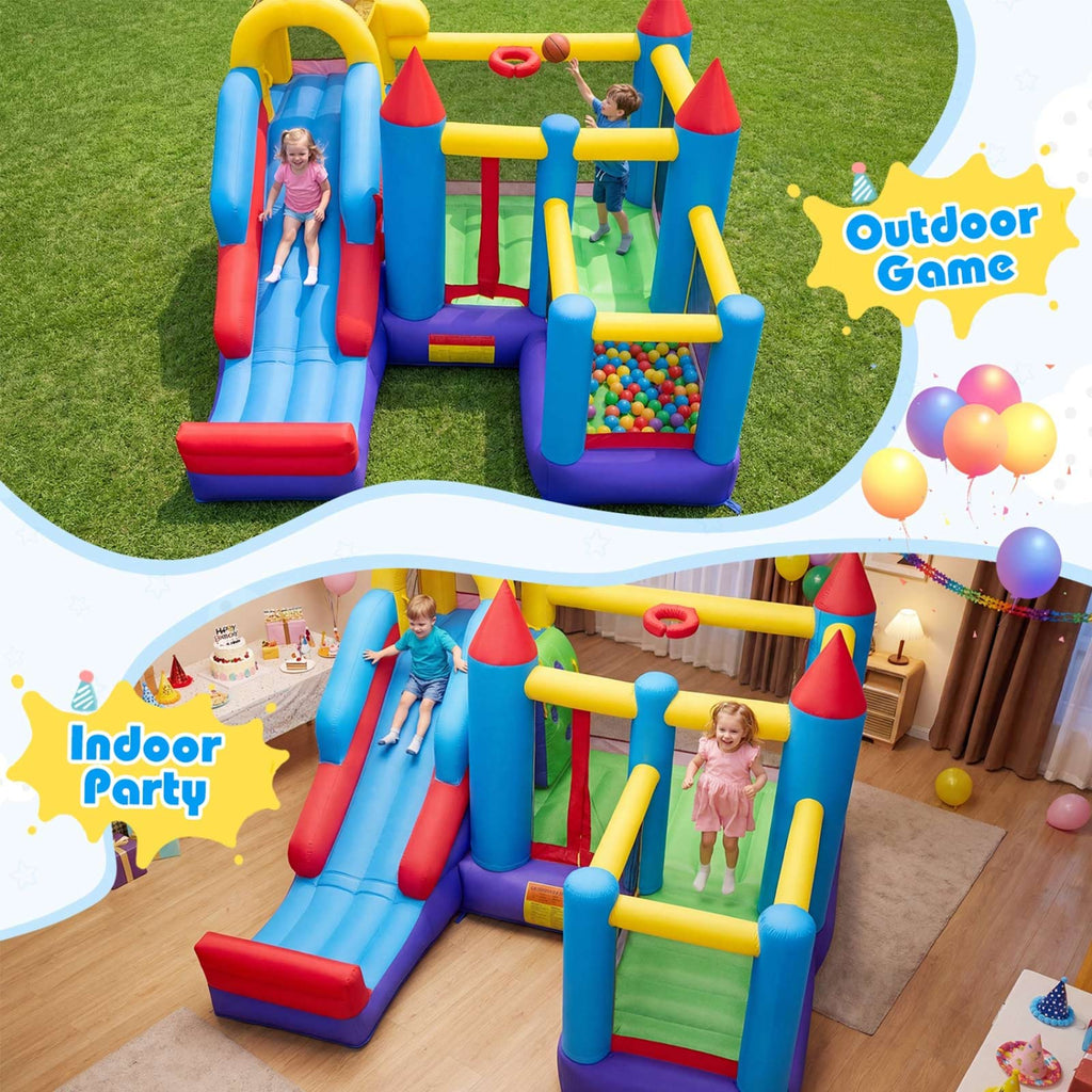 4-in-1 Kids Inflatable Bounce House with Slide