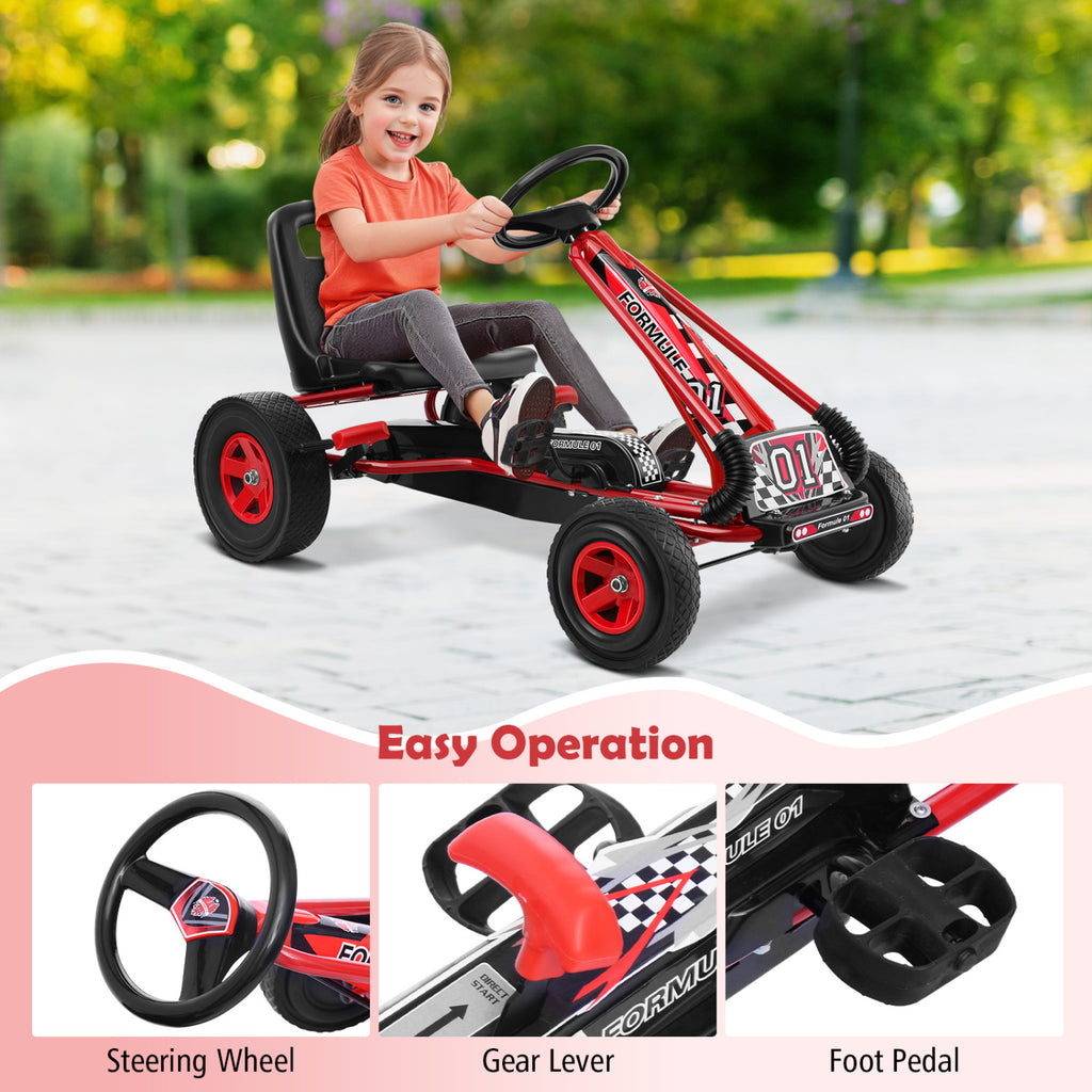 4 Wheels Kids Ride On Pedal Powered Bike Go Kart Racer Car Outdoor Play Toy