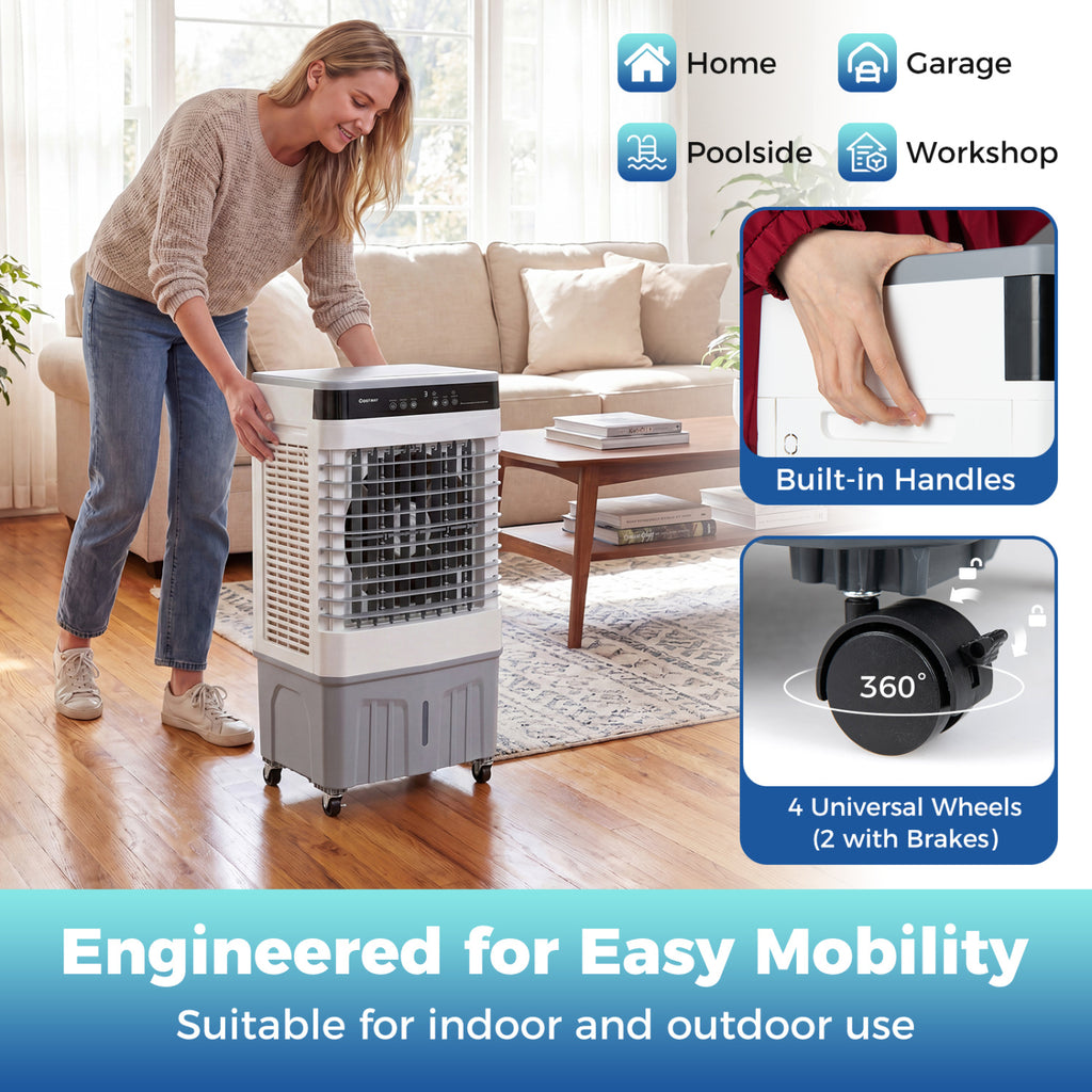 2100 CFM 3-in-1 Evaporative Air Cooler with 5.3 Gal Water Tank for Indoor Outdoor