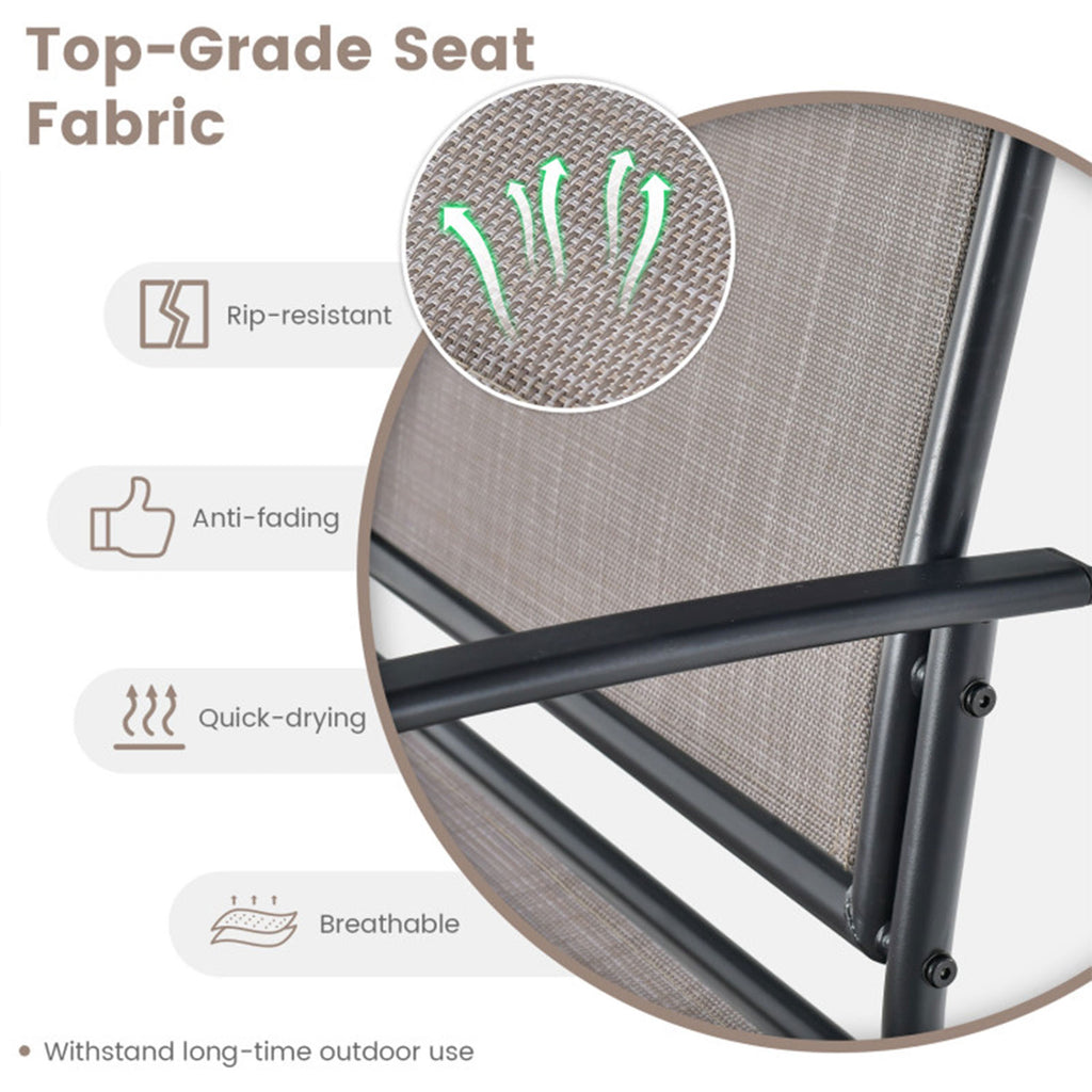 2-Piece Outdoor Glider Loveseat Set with Tempered Glass Table