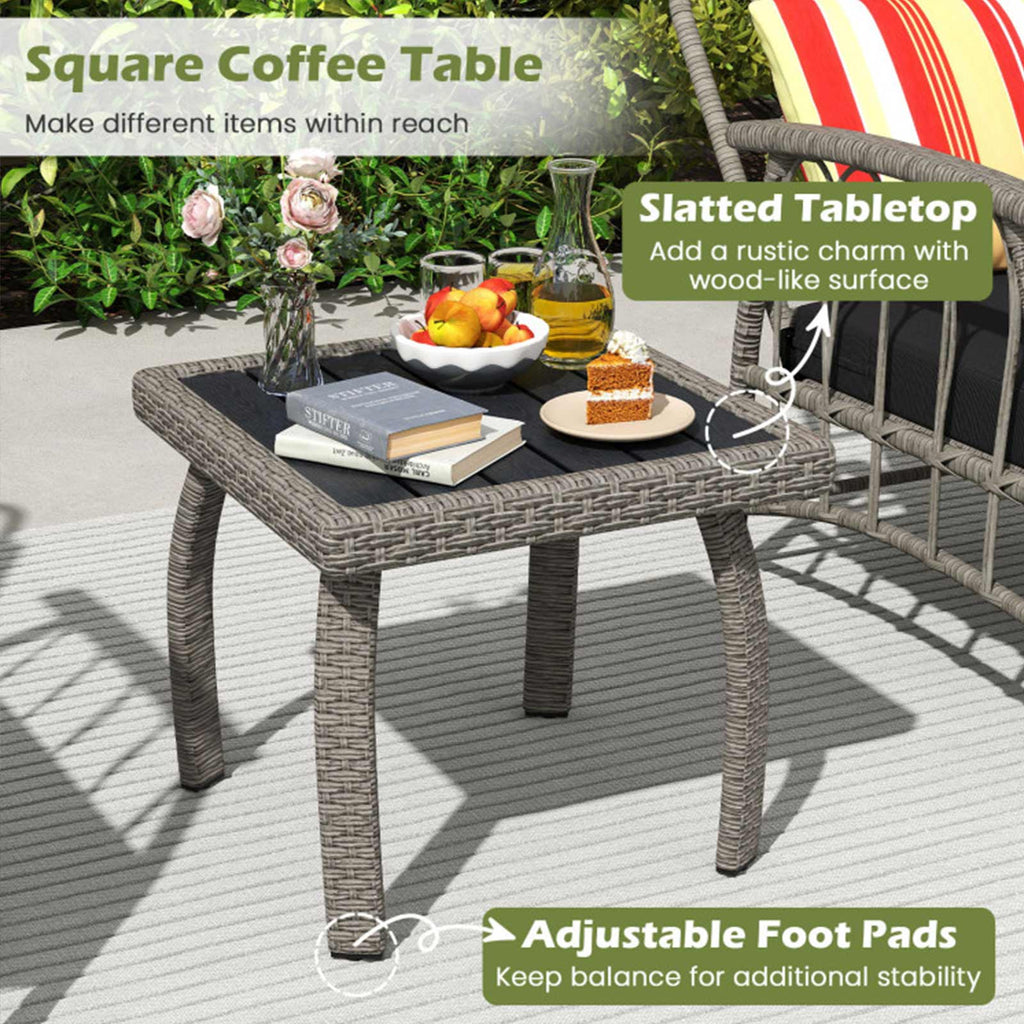 3-Piece Outdoor Wicker Bistro Set with Adjustable Reclining Chairs