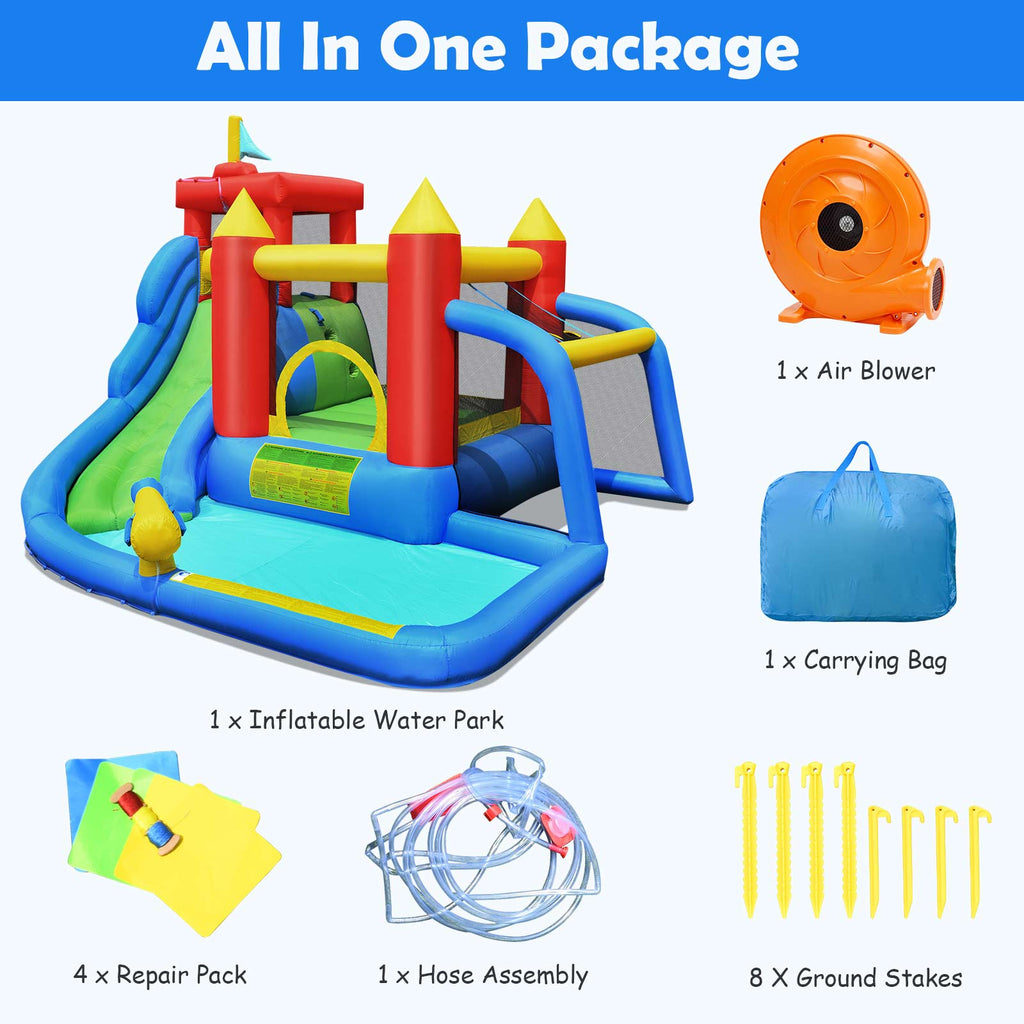 Kids Inflatable Water Bounce House with Slide & Splash Pool