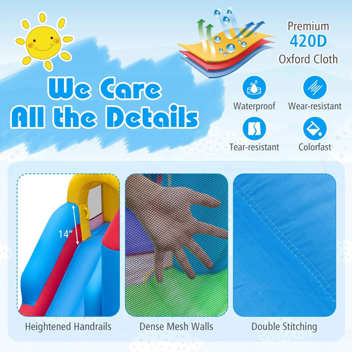 4-in-1 Kids Inflatable Bounce House with Slide