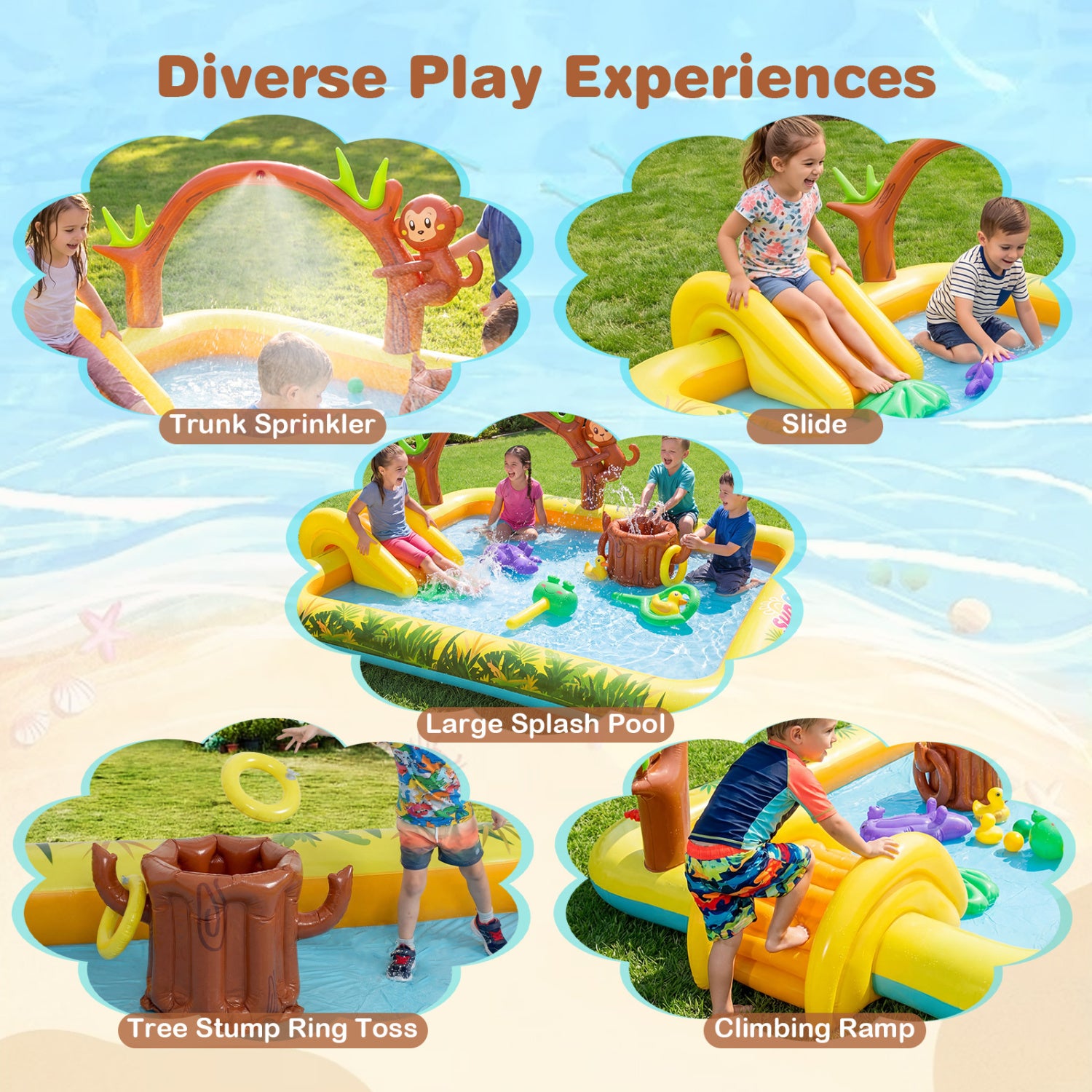 Animal Spray Pool with Slide for Backyard and Garden