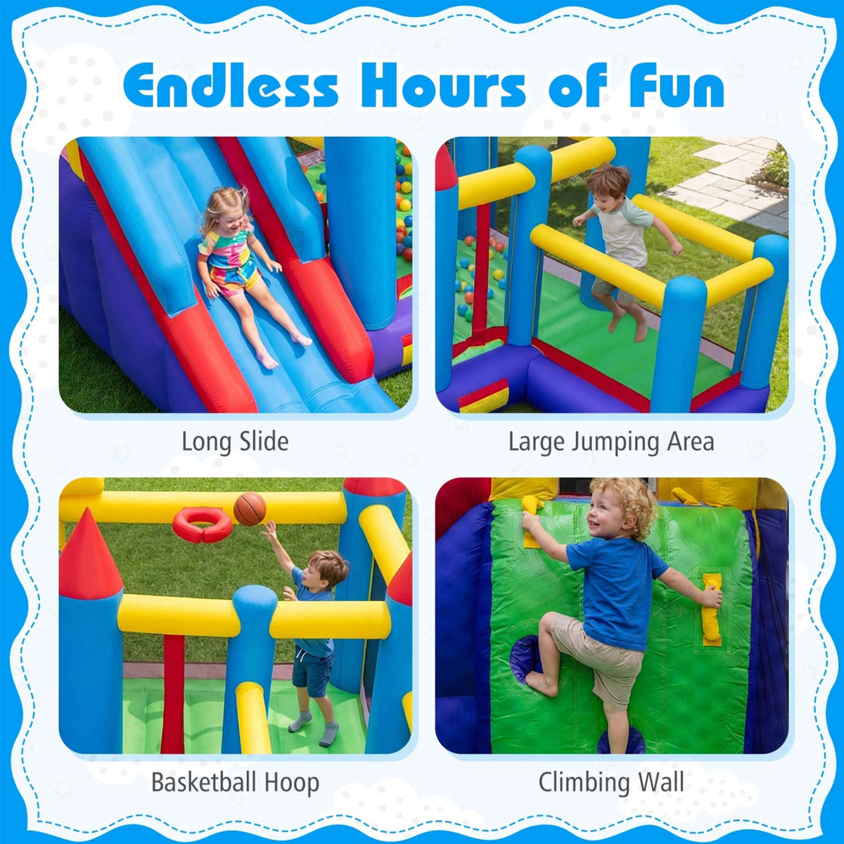 4-in-1 Kids Inflatable Bounce House with Slide