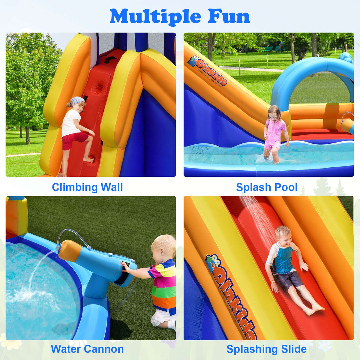 Kids Inflatable Water Bounce House with Slide & Splash Pool