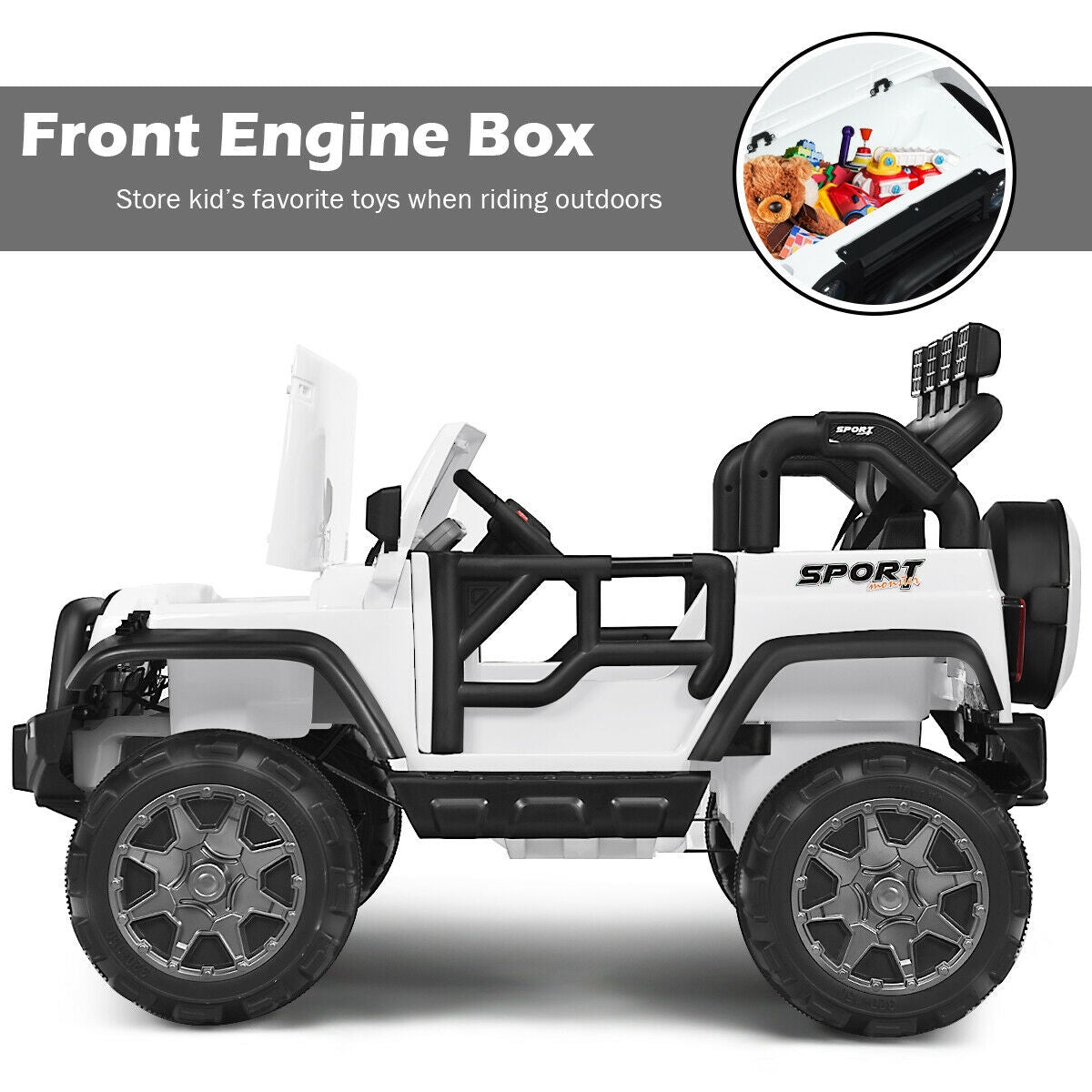 12V 2-Seater Ride on Car Truck with Remote Control and Storage Room