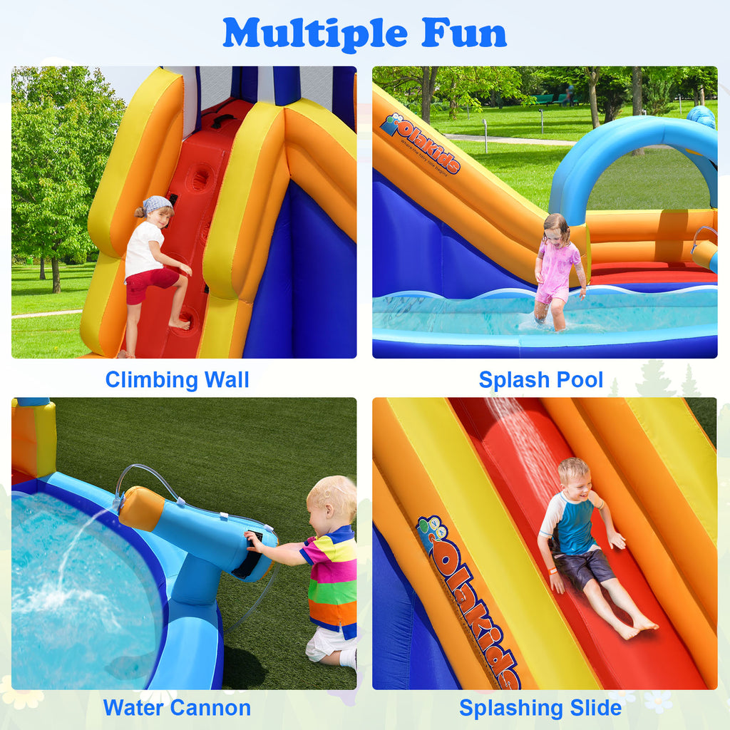 Inflatable Bouncy House with Slide and Splash Pool without Blower