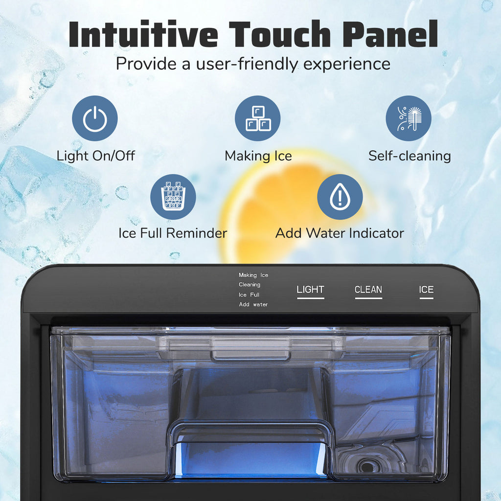 44 lbs/Day Countertop Nugget Ice Maker Soft Chewable Pellet Ice