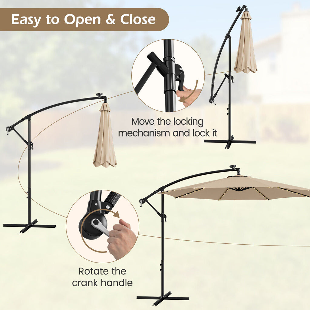 10 Feet Patio Umbrella with 112 Solar-Powered LED Lights
