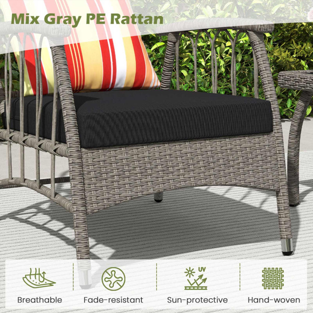 3-Piece Outdoor Wicker Bistro Set with Adjustable Reclining Chairs