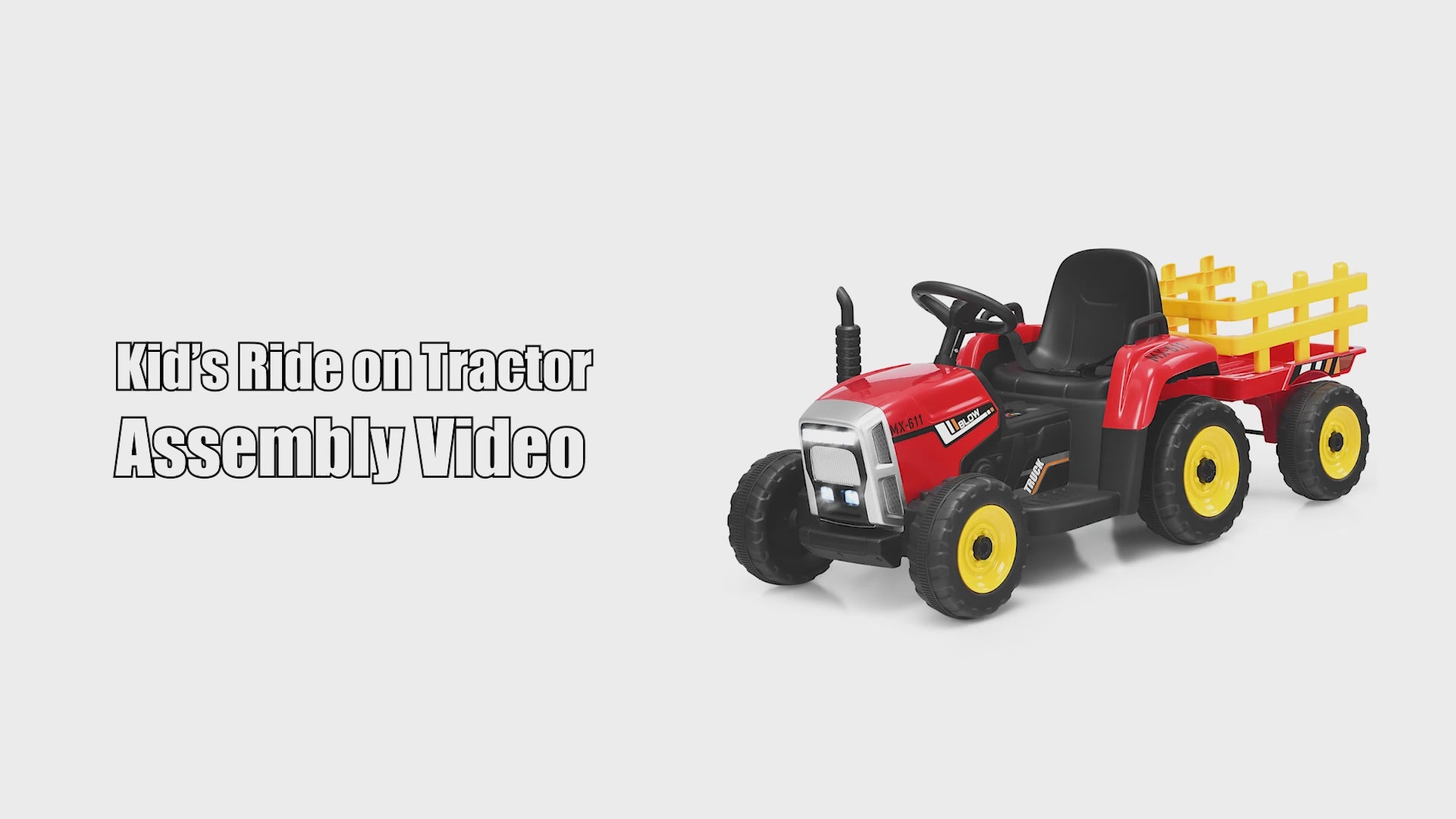 12V Ride on Tractor with 3-Gear-Shift Ground Loader for Kids 3+ Years Old